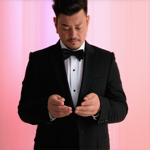 Magician calmly managing a live event with backup plan during technical difficulties.