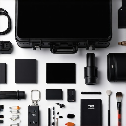 A well-organized magician's toolkit with props, lighting, and electronic devices for performance maintenance.