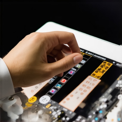 Magician using tablet to control cues during stage show