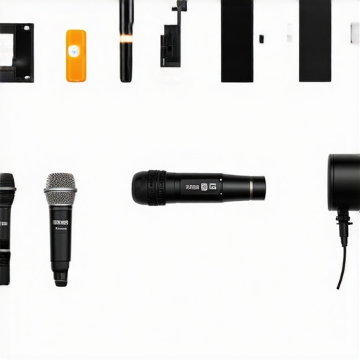 Stage Magic Equipment Setup A professional magician's setup with lighting, microphone, and illusion props ready for a performance.