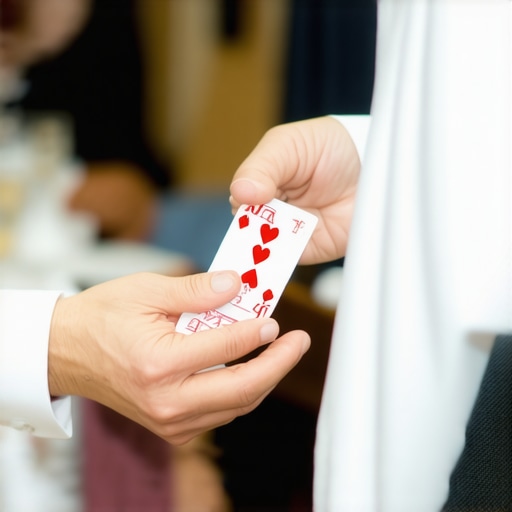 Magician performing a captivating card trick at a corporate event