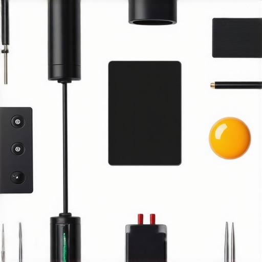 A professional magician's toolkit with lighting, sound, and maintenance devices neatly organized