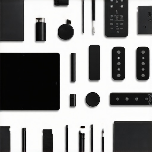 Magician's Equipment Setup An organized setup of stage magic tools including lighting controller, props, and tech devices.