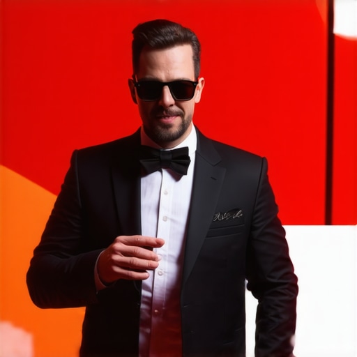 Magician with high-tech props and digital equipment performing on stage